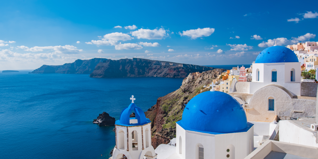 flights to Europe - Santorini landscape